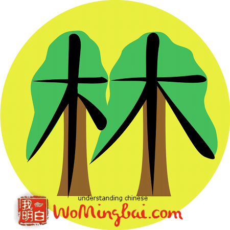 chinesisches zeichen wald lin 林 illustriert